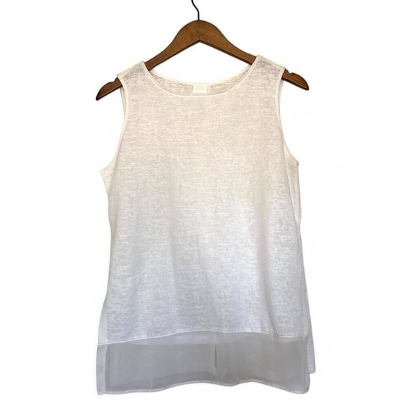 Marks & Spencer Ivory Sleeveless Sheer Hem Top US 8/UK 10/EU 38 Polyester Blend - Picture 1 of 6